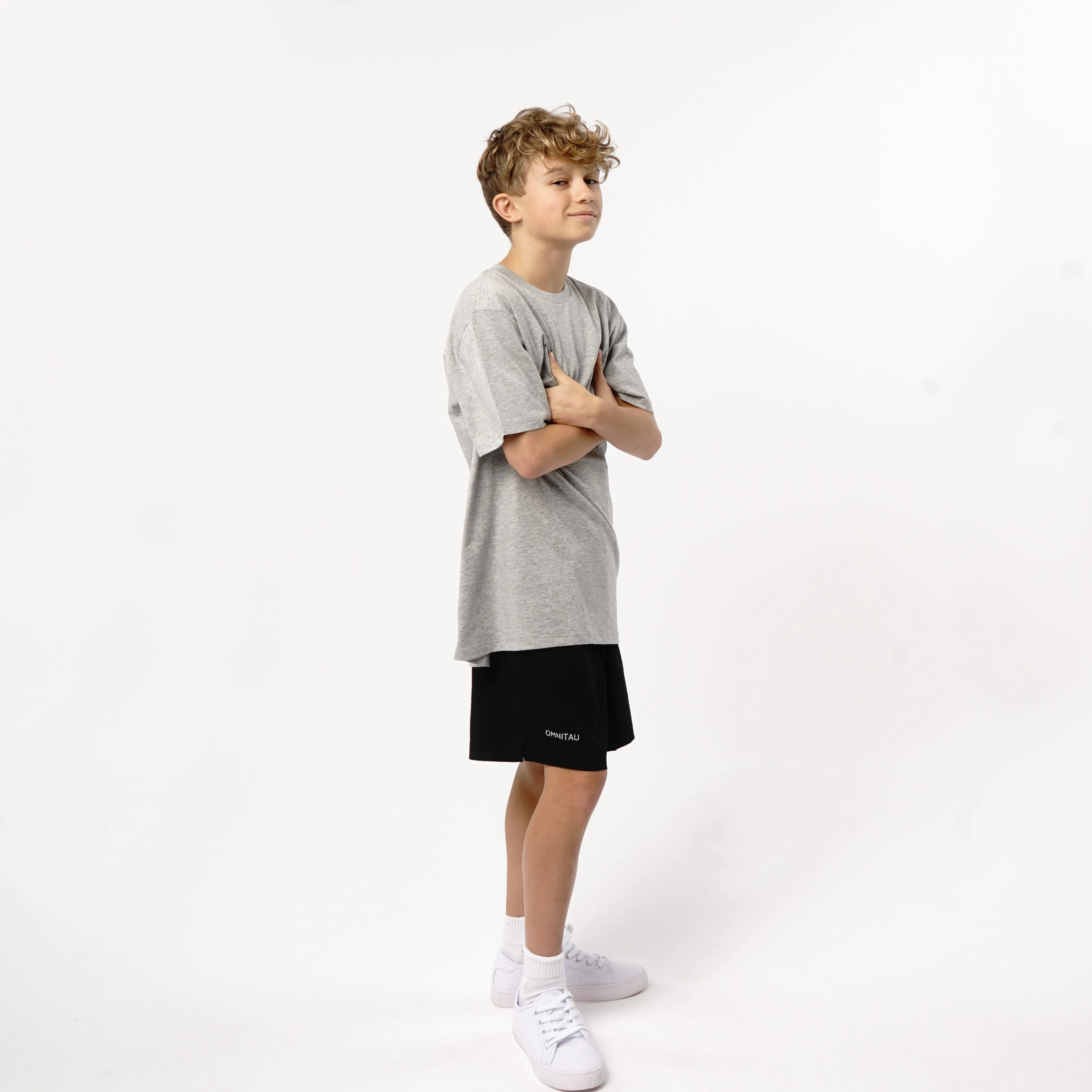 Omnitau Kid's Team Sports Organic Cotton T-Shirt - Heather Grey