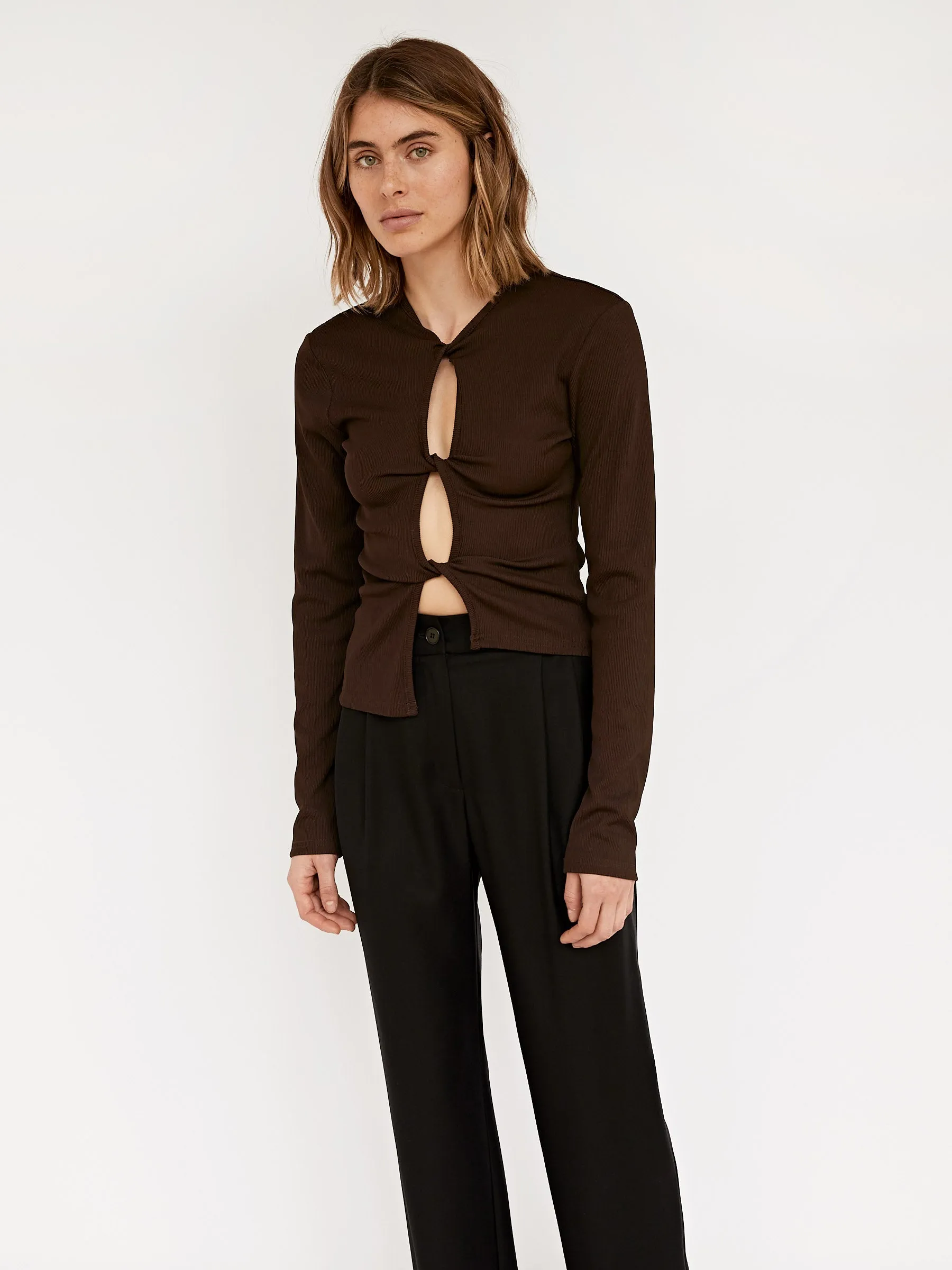 Open Twist Long Sleeve Top