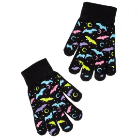 Pastel Goth Bats Winter Knit Gloves