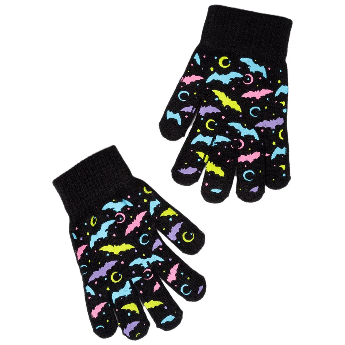 Pastel Goth Bats Winter Knit Gloves