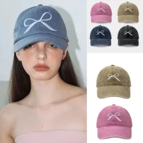 Ribbon Bow Embroidered Baseball Caps