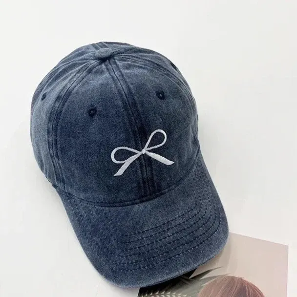 Ribbon Bow Embroidered Baseball Caps