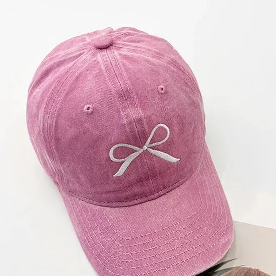 Ribbon Bow Embroidered Baseball Caps