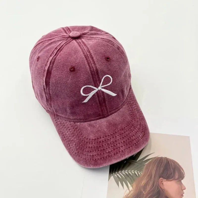 Ribbon Bow Embroidered Baseball Caps