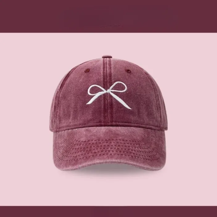 Ribbon Bow Embroidered Baseball Caps