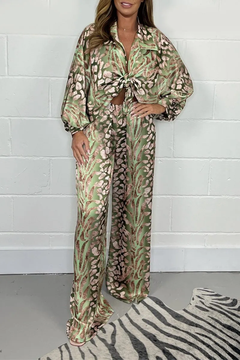 Satin print suit