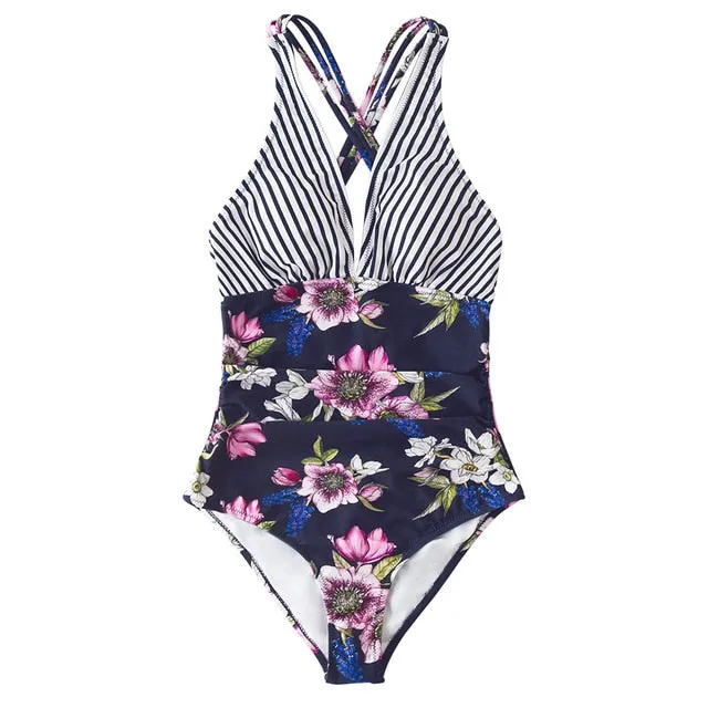 Sexy Ladies' V-neck Crisscross Back Swimwear