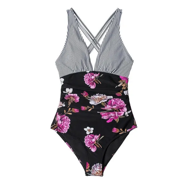 Sexy Ladies' V-neck Crisscross Back Swimwear
