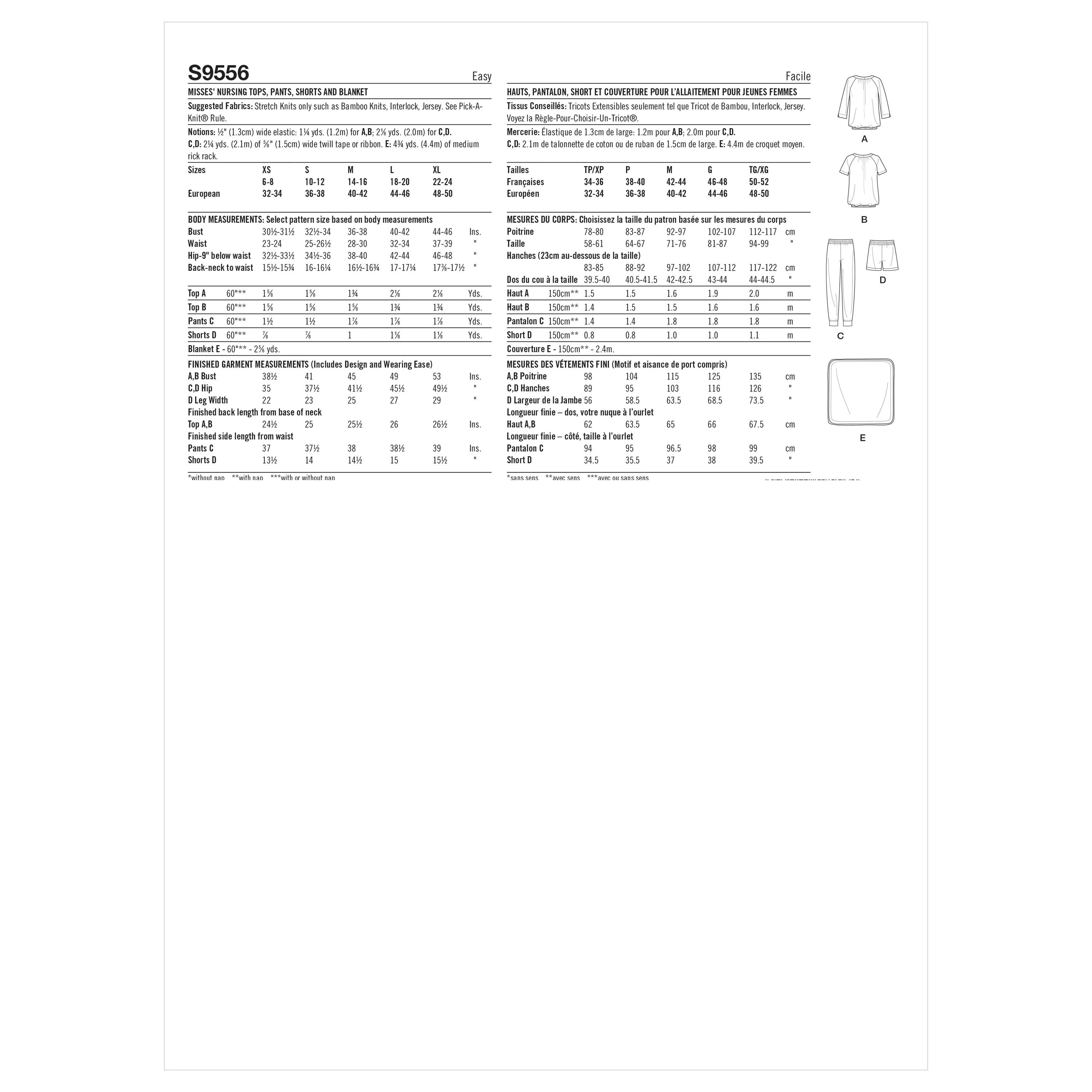 Simplicity Pattern 9556 Nursing Sportswear, Blanket