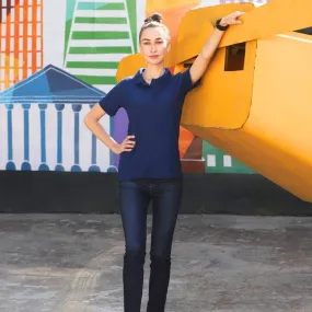 Soft Bamboo Polo Shirt | Collar T-Shirt | Women Active Wear | Navy Blue