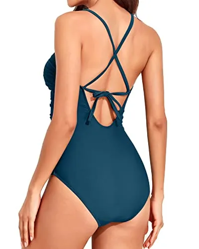 Tummy Control Bathing Suit High Neck Women's One Piece Swimwear