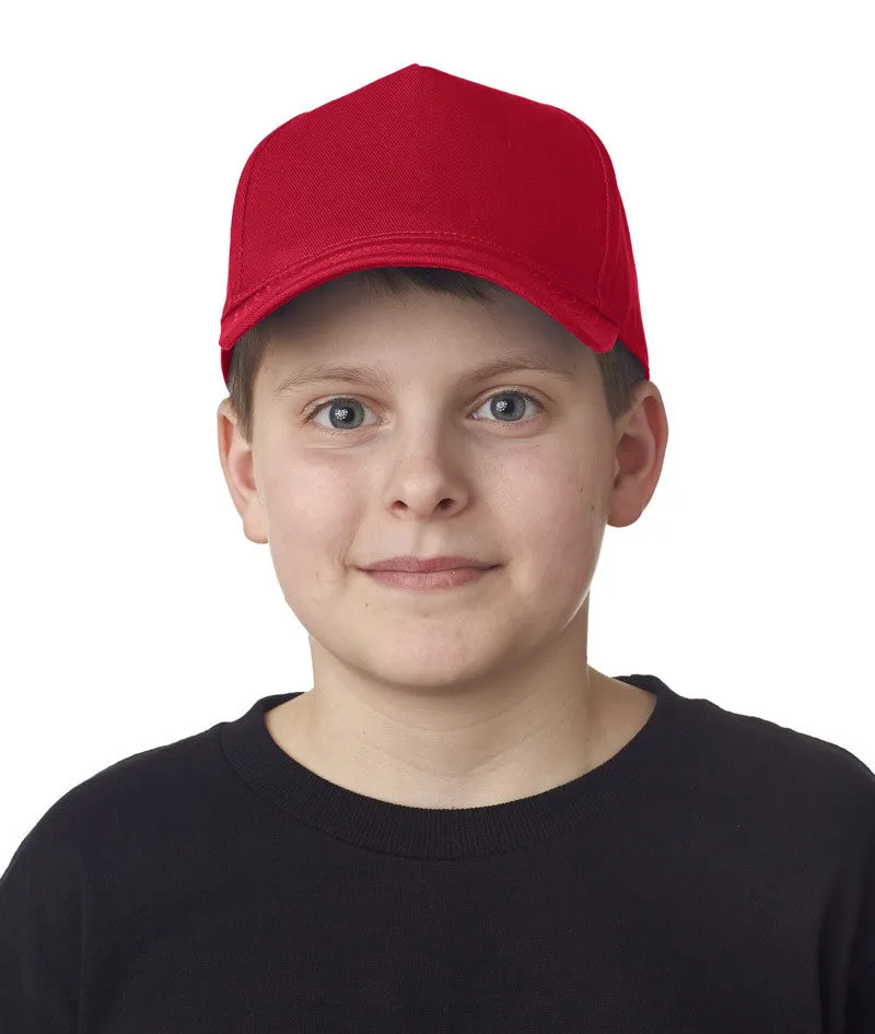 ultraclub youth classic cut cotton twill constructed cap - red (one)
