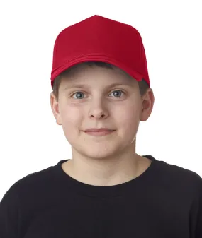 ultraclub youth classic cut cotton twill constructed cap - red (one)