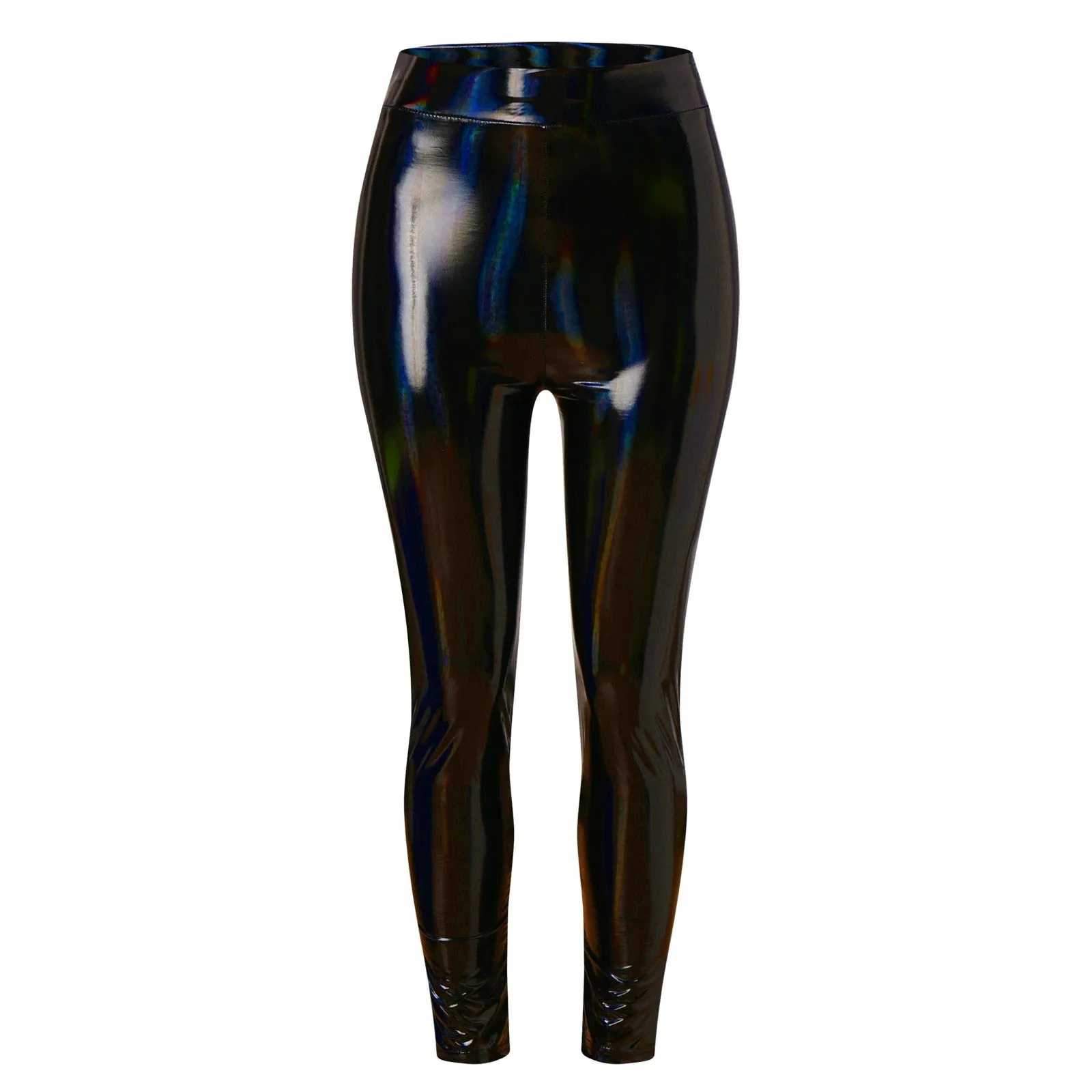 Vegan Leather High-Gloss Holographic Shaping Push Up Leggings