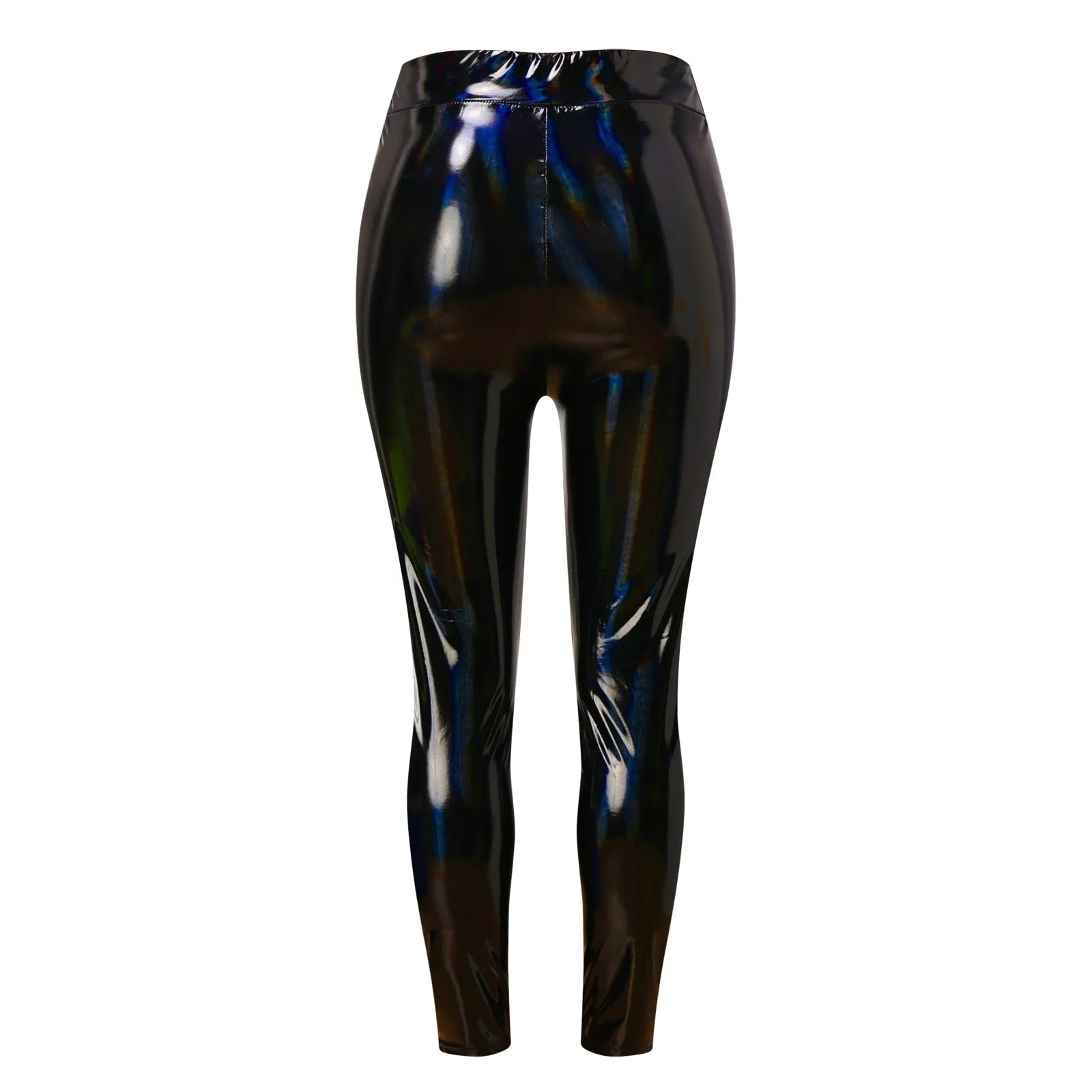 Vegan Leather High-Gloss Holographic Shaping Push Up Leggings