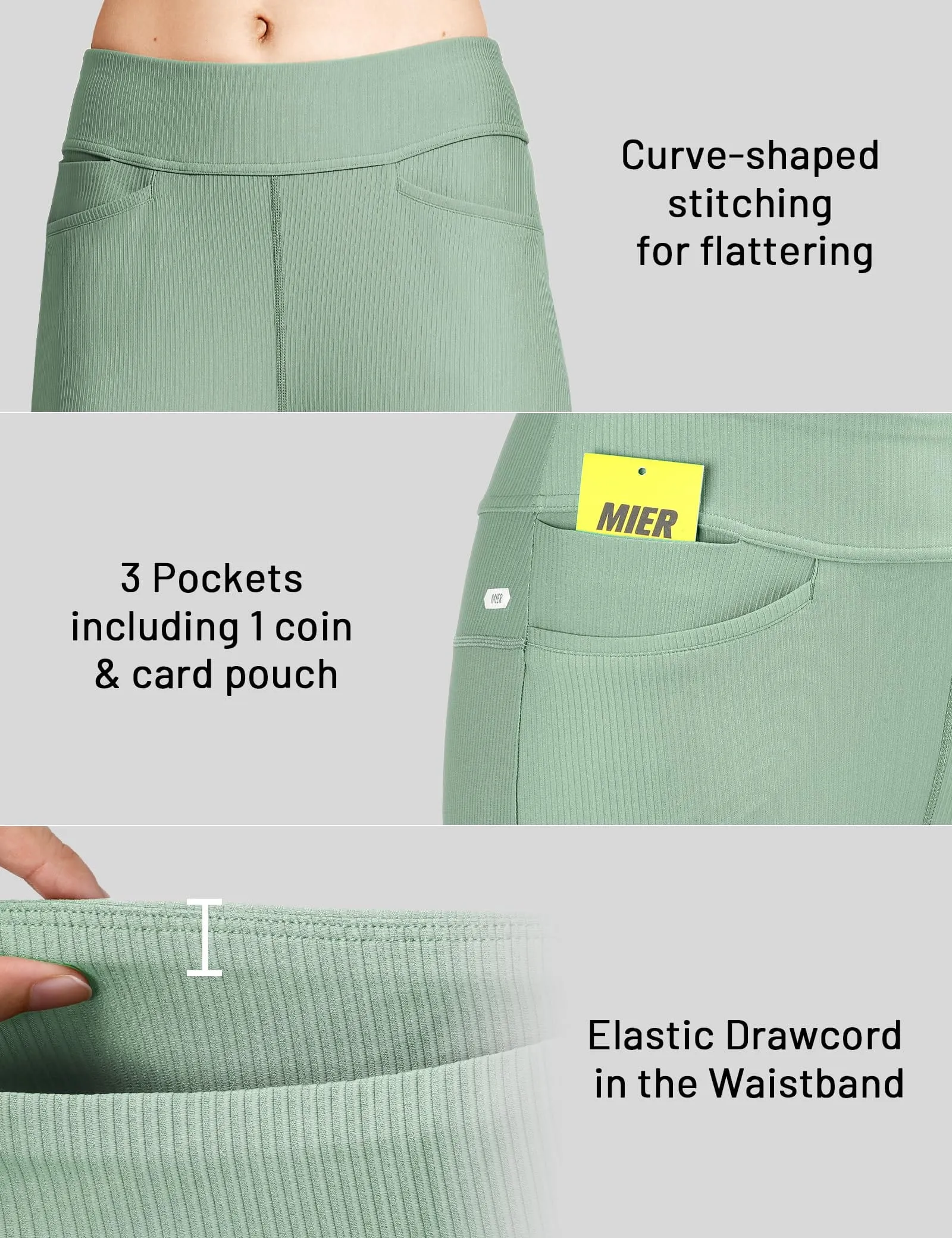 Women's High-Waisted Ribbed Capri Legging Yoga Pants