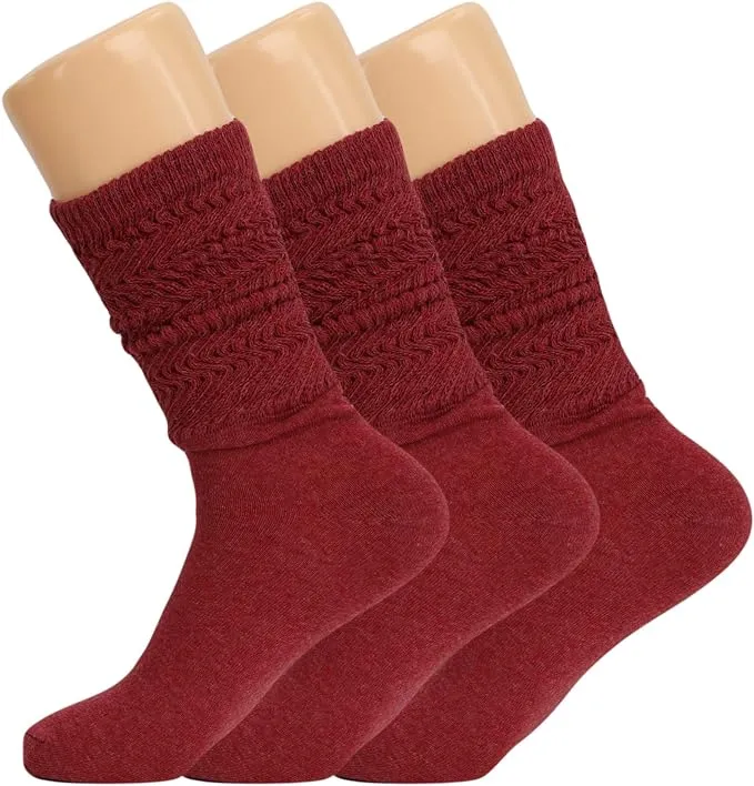 Women's Slouch Knee High Socks, 3 Pairs, Size 9-11, Soft and Breathable